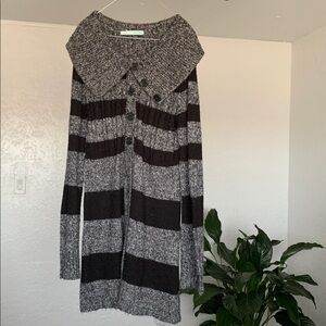 Maurices Black and Gray Striped Cardigan